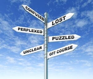 roadsign with confusing directions