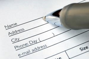 Name Address Phone Number filling out a form
