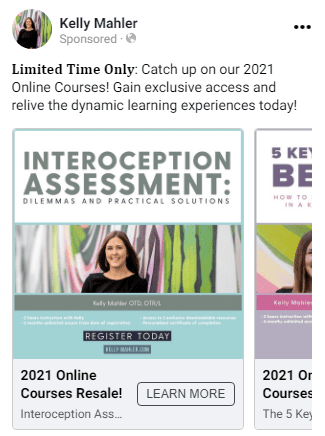 Kelly Mahler March Facebook ad