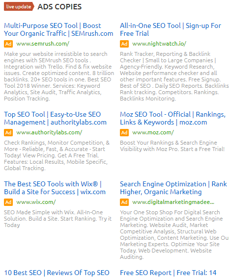 semrush report screenshot