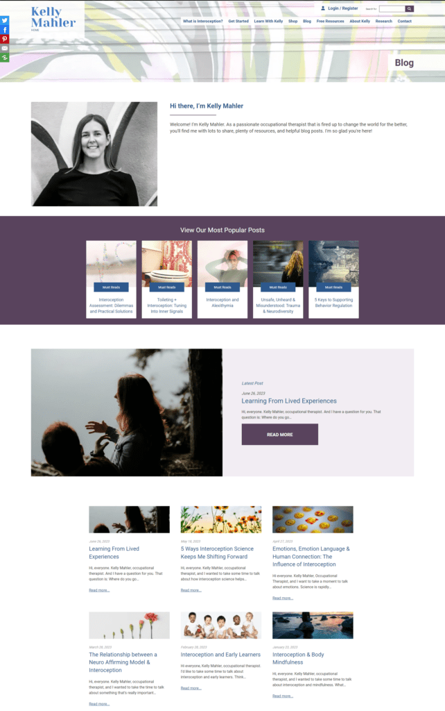 Custom designed blog layout example