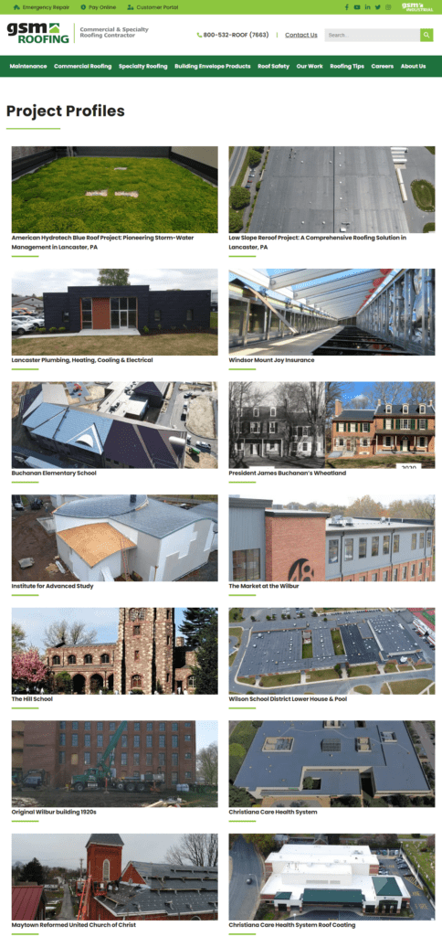 Standard gallery layout example for case studies