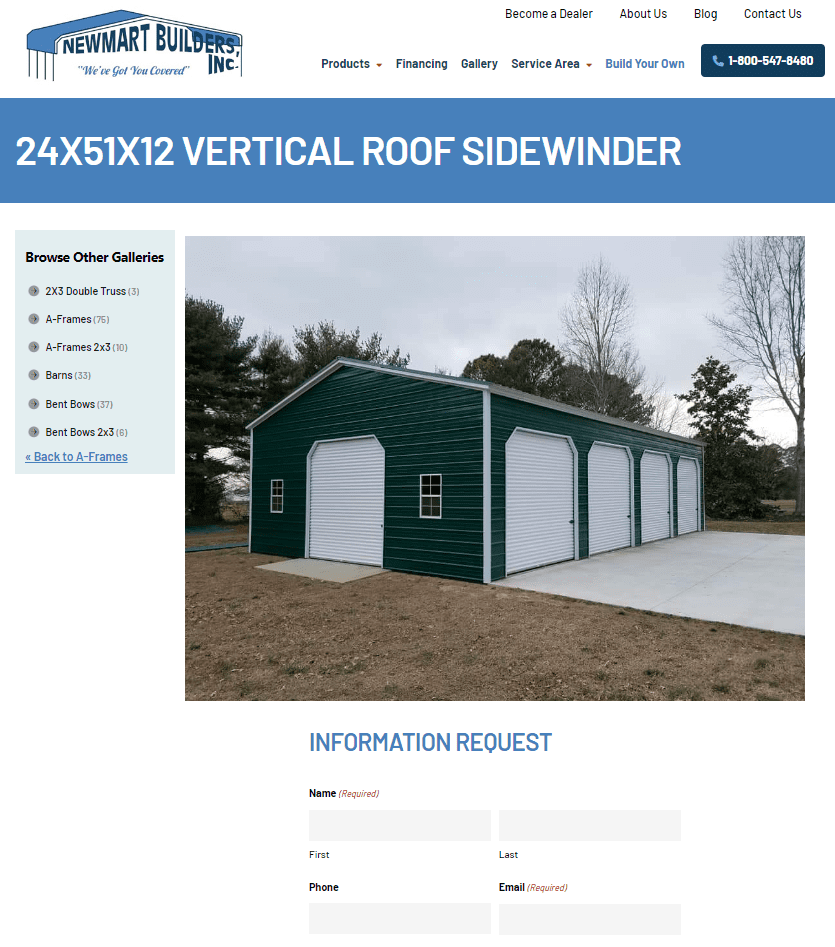 Standard gallery layout with forms