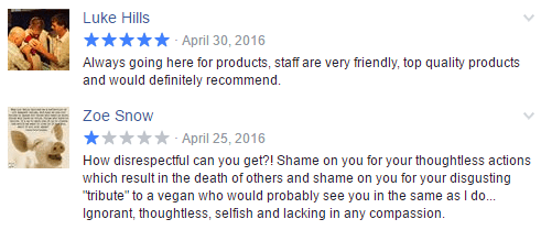 a screenshot of online reviews