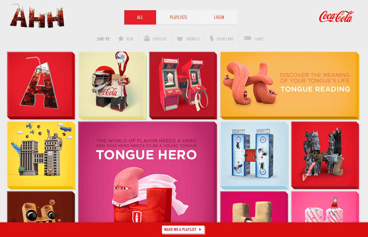 ahh coca cola microsite