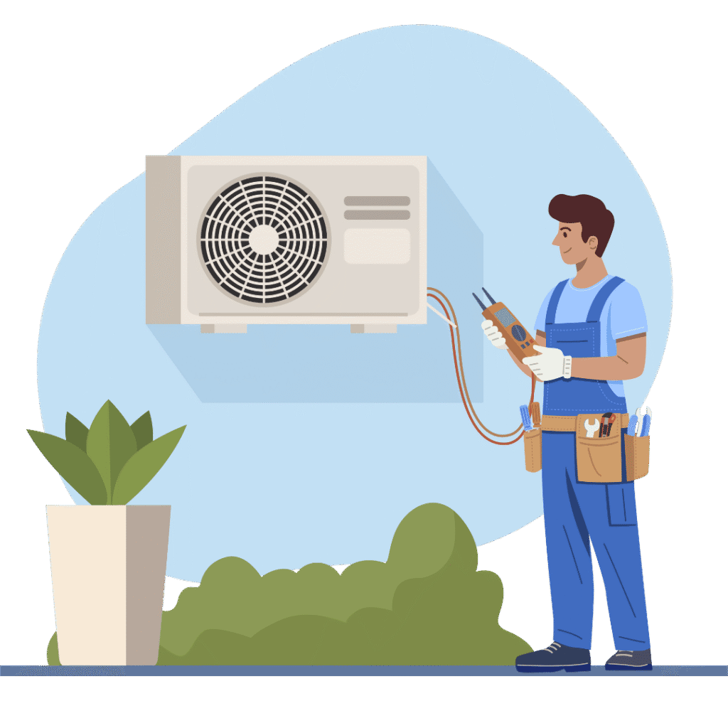 An illustration of an HVAC worker.