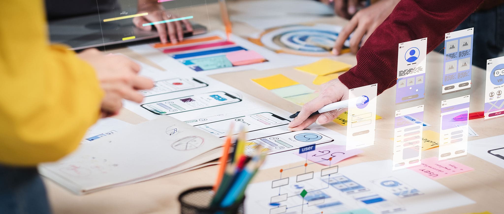 marketing table with UI popup
