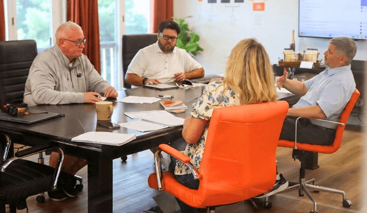 eos team around table for ezmarketing